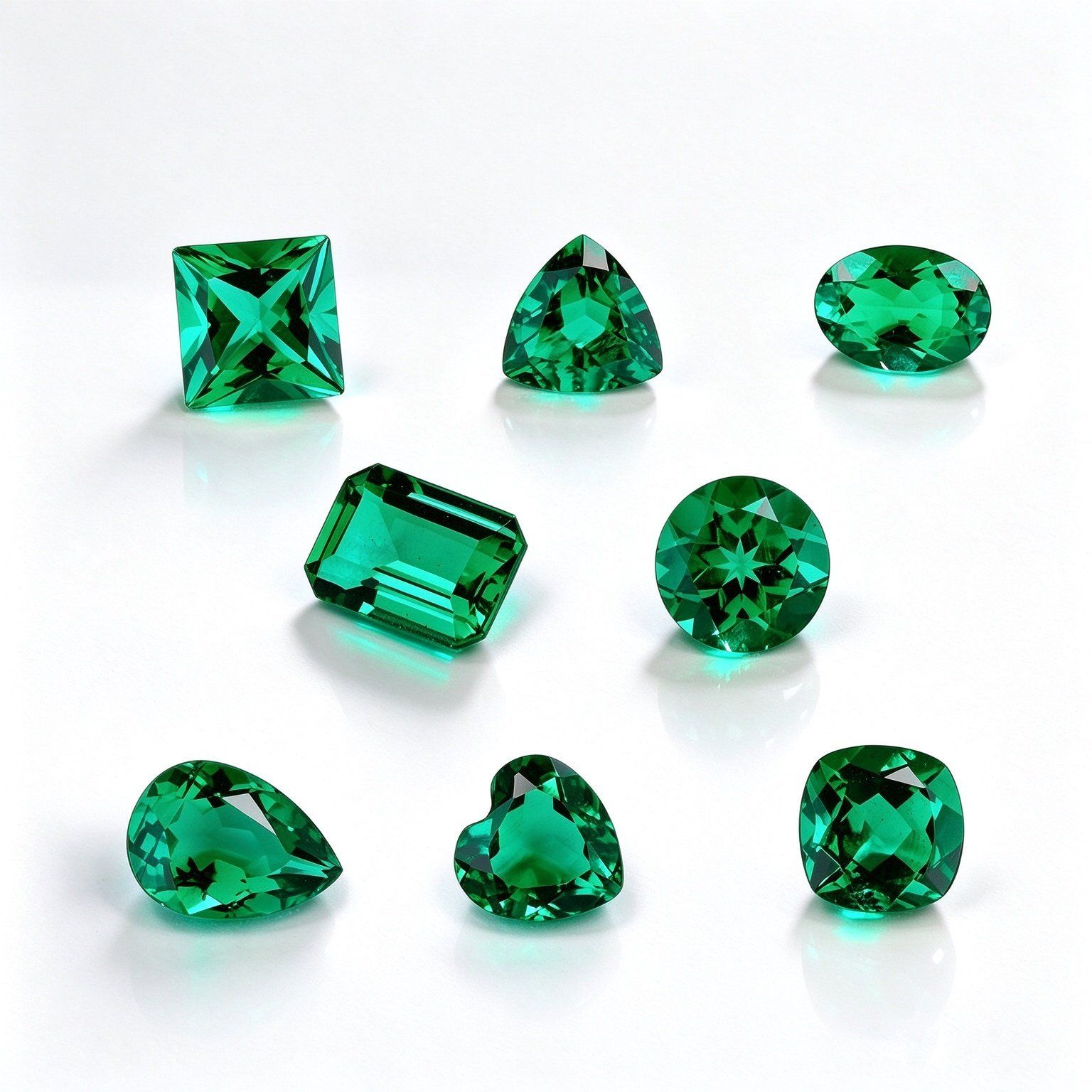 Lab-Grown Emerald, vivid bluish green, octagon 8×10 mm