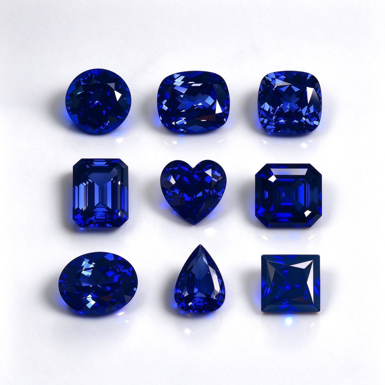 Lab-Grown Sapphire, vivid blue, oval 7×9 mm
